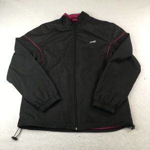 Avia Womens Jacket Black Pink Medium Full Zip Windbreaker Casual Comfort #0576